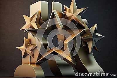 Statuette of connected gold stars Stock Photo