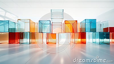 Symmetrical Geometric Harmony: Vibrant Abstract Patterns Stock Photo