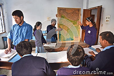 Indian Blind Student At Geography Class Editorial Stock Photo