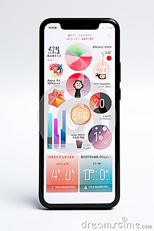 Vibrant Mobile Health & Fitness Apps on Sleek Smartphone Stock Photo