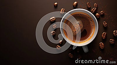 a visually stunning coffee promotion graphic using dark colors to highlight the richness and depth of flavor. Stock Photo