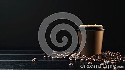 a visually stunning coffee promotion graphic using dark colors to highlight the richness and depth of flavor. Stock Photo