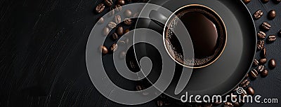 a visually stunning coffee promotion graphic using dark colors to highlight the richness and depth of flavor. Stock Photo