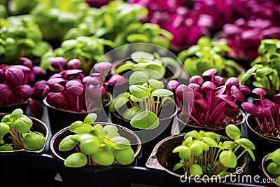 Visually stunning portrayal of vibrant microgreens delicate textures and nutrient rich allure Stock Photo