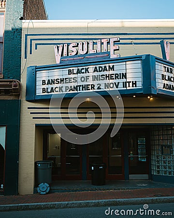 Visulite Cinemas vintage sign, Staunton, Virginia Editorial Stock Photo