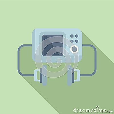 Vital defibrillator icon flat vector. Portable medical device Stock Photo