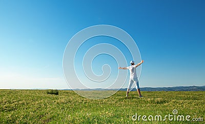 Vitality man on the summer field Stock Photo