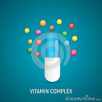 Vitamin and Antioxidant Complex. Vector Illustration Vector Illustration