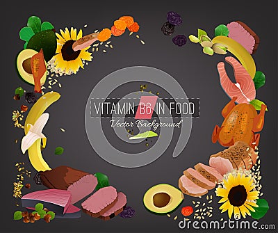 Vitamin B6 Background Vector Illustration