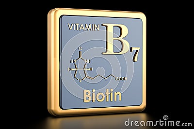 Vitamin B7, biotin. Icon, chemical formula, molecular structure. Stock Photo