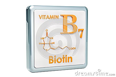 Vitamin B7, biotin. Icon, chemical formula, molecular structure Stock Photo
