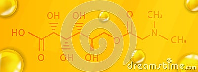 Vitamin B15 chemical formula. Vitamin B15 Realistic chemical molecular structure Vector Illustration