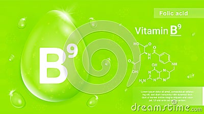 Vitamin B9 green Vector Illustration