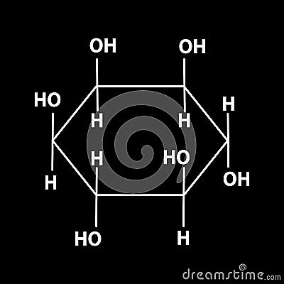 Vitamin B8. Inositol Molecular chemical formula. Infographics. Vector illustration on black background. Vector Illustration