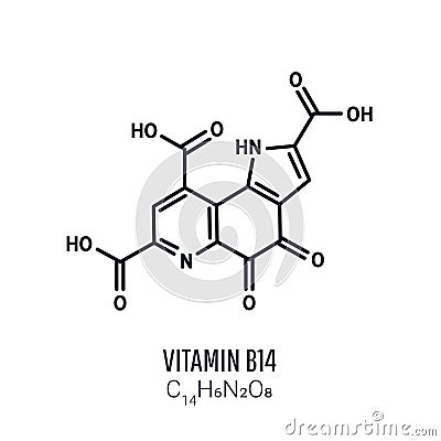 Vitamin B14 PQQ, methoxatin C14H6N2O8 molecular structure. Xylitol skeletal chemical formula. Vector illustration Vector Illustration
