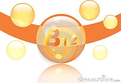 Vitamin B12 shining pill capcule icon . Vector Illustration