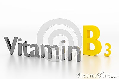 Vitamin B3 sign on white clean surface, 3D Illustration Stock Photo