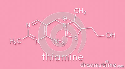 Vitamin B1 thiamine molecule. Skeletal formula. Stock Photo