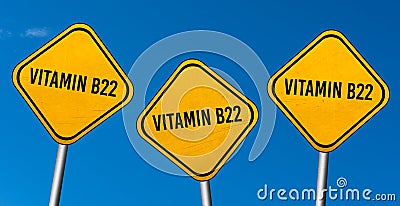 Vitamin B22 - yellow signs with blue sky Stock Photo