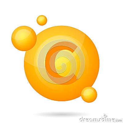 Vitamin C icon. Pill capsule vector illustration on white isolated background. Drug business concept Vector Illustration