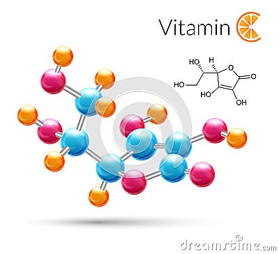 Vitamin C molecule Vector Illustration