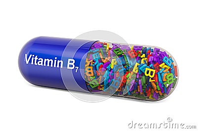 Vitamin capsule B7, biotin. 3D rendering Stock Photo