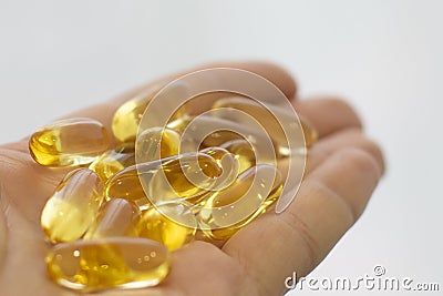 Vitamin D capsules tablets omega 3 healthy diet concept Stock Photo