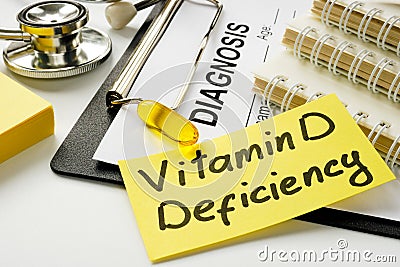 Vitamin D deficiency diagnosis with medical form. Stock Photo