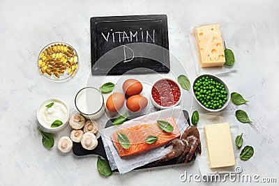 Foods rich in vitamin D Stock Photo