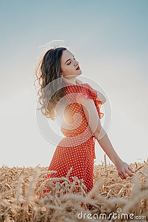 Vitamin D in Womens Health, Role of Vitamin D3 Supplements in female health. Young woman enjoying sun in nature Stock Photo