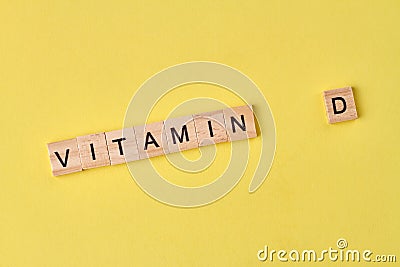 Vitamin d word written on wooden blocks. Stock Photo