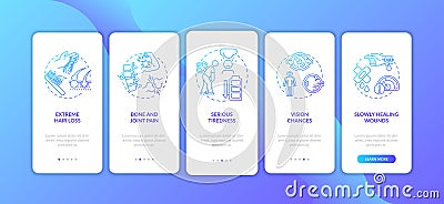 Vitamin deficiency symptoms onboarding mobile app page screen with concepts Vector Illustration