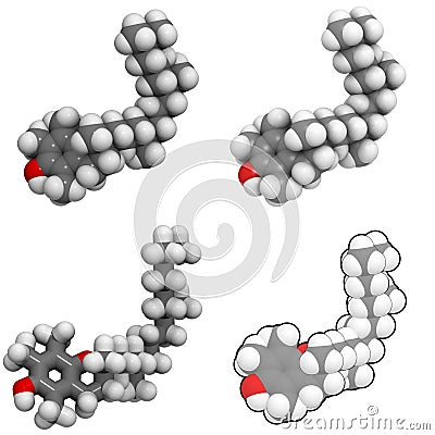 Vitamin E (alpha-tocopherol) molecule Stock Photo