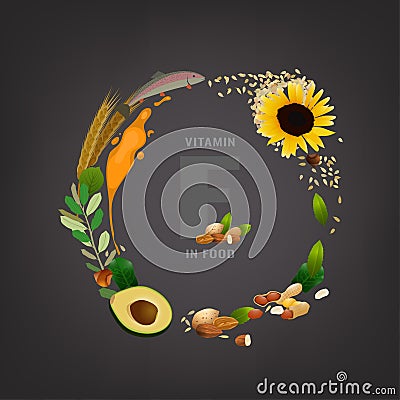 Vitamin E Background Vector Illustration