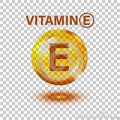 Vitamin E icon in flat style. Pill capcule vector illustration on white isolated background. Skincare business concept Vector Illustration