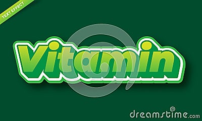 Vitamin green 3d abstract text effect Vector Illustration