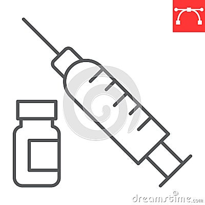 Vitamin injection line icon Vector Illustration