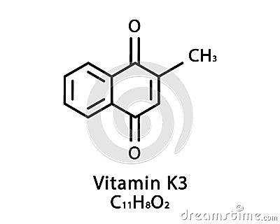 Vitamin K3 Menadione molecular structure. Vitamin K3 Menadione skeletal chemical formula. Chemical molecular formulas Vector Illustration