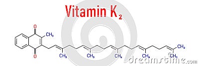 Vitamin K2 or menaquinone molecule. Skeletal formula. Menachinon Vector Illustration