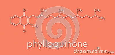 Vitamin K K1, phylloquinone, phytomenadione molecule. Skeletal formula. Stock Photo