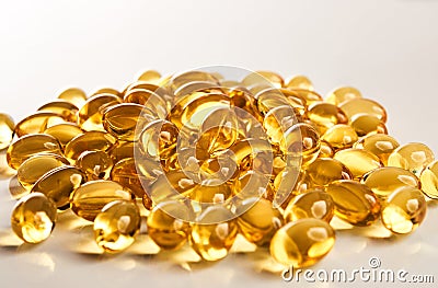 Vitamin Omega-3 fish oil capsules Stock Photo