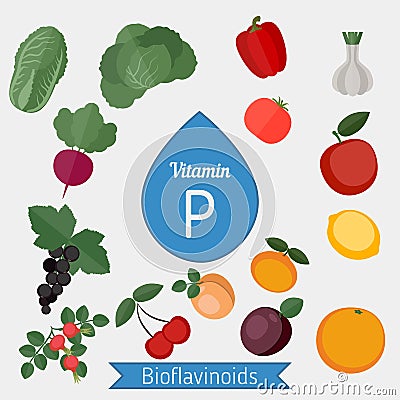 Vitamin P or Bioflavonoids infographic Vector Illustration