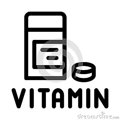 Vitamin pills package icon vector outline illustration Vector Illustration