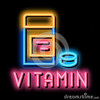 vitamin pills package neon glow icon illustration Vector Illustration