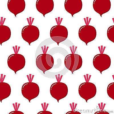 Vitamin purple vegetable beet, beetroot seamless vector pattern on white background Stock Photo