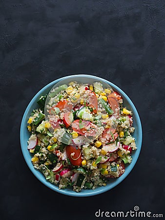 Vitamin salad with quinoa and corn. Stock Photo