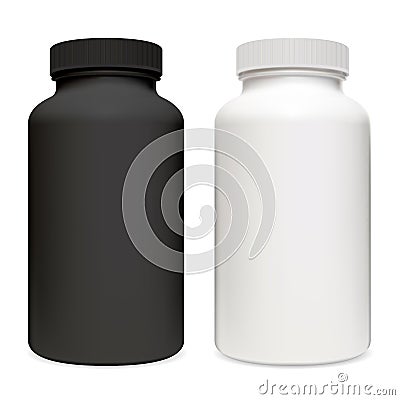 Vitamin supplement packaging. 3d pill container Vector Illustration