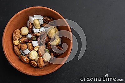 Vitamine mixture of dried nuts and coconut Stock Photo