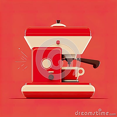 Vitange italian coffee machine. Cartoon Illustration