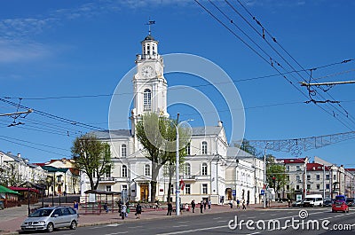 VITEBSK, BELARUS - May, 2018: Town hall tower, Viciebsk Regional History Museum Editorial Stock Photo